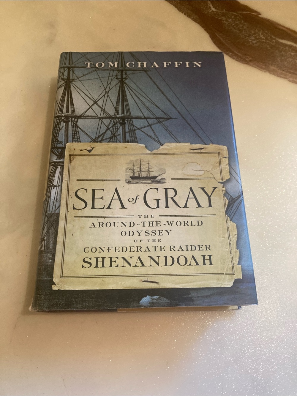 3/$10 BUNDLE SALE. Sea of Gray by Tom Chaffin- Navy Blue Hardcover